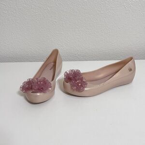 Mini Melissa Kids Pink Mini Ultragirl Springtime Floral Flats Girls Size 2